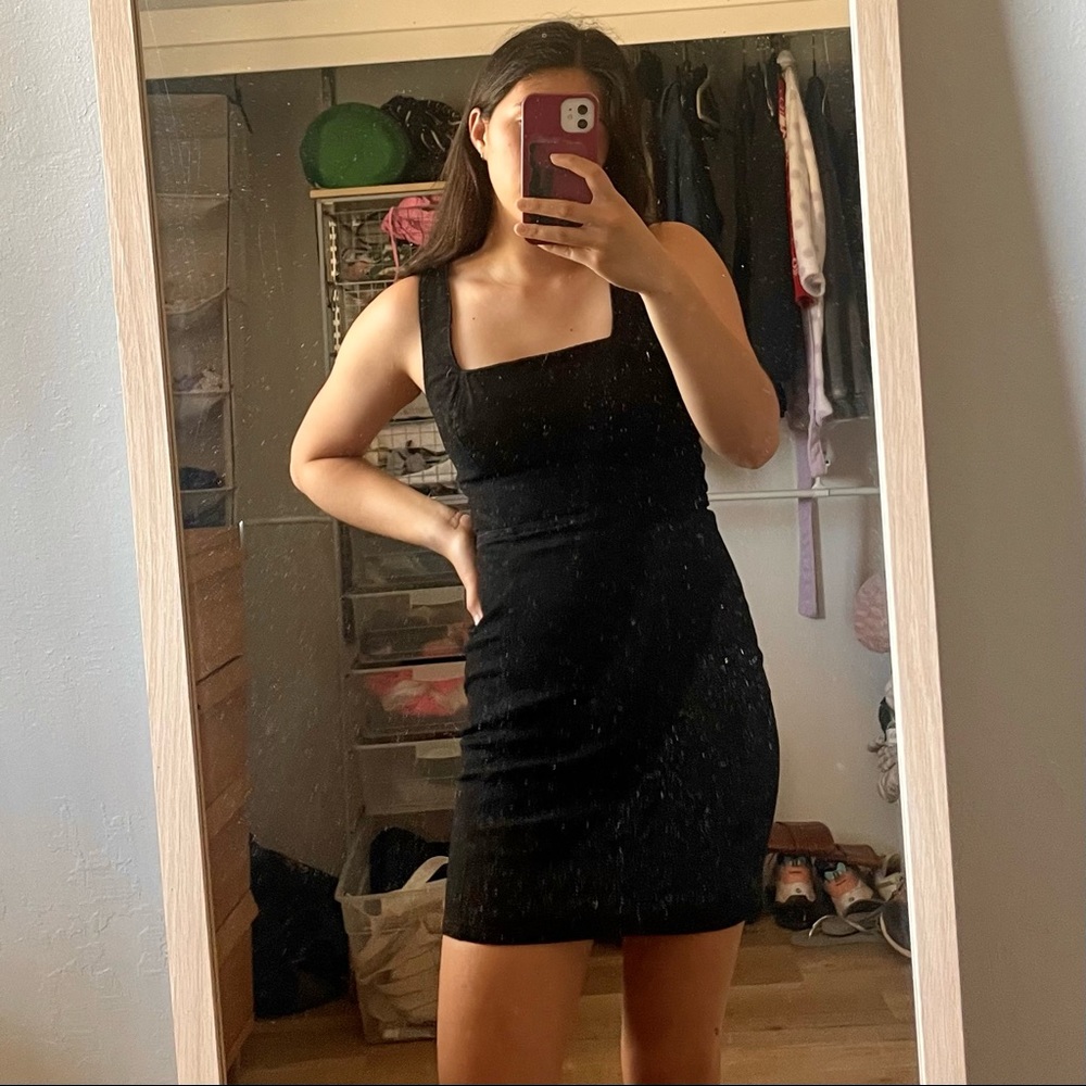 black denim bodycon dress, size m